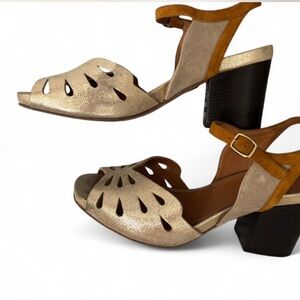 Elegant Gold and Tan Women's Sandals- Julie Dee